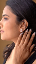 Rose Gold Blossom Pearl Danglers Earrings