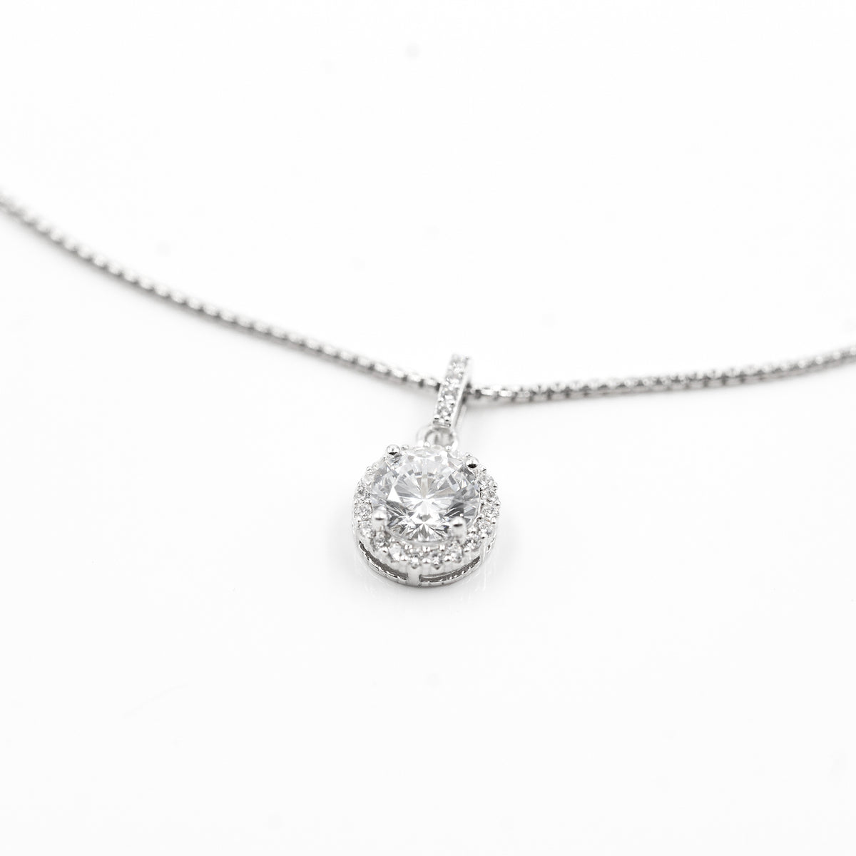 Silver Radiant Round Solitaire Jewelry Set