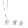 Silver Radiant Round Solitaire Jewelry Set