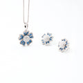Silver Dark Blue Grand Floral Pearl Pendant Dark Jewelry Set