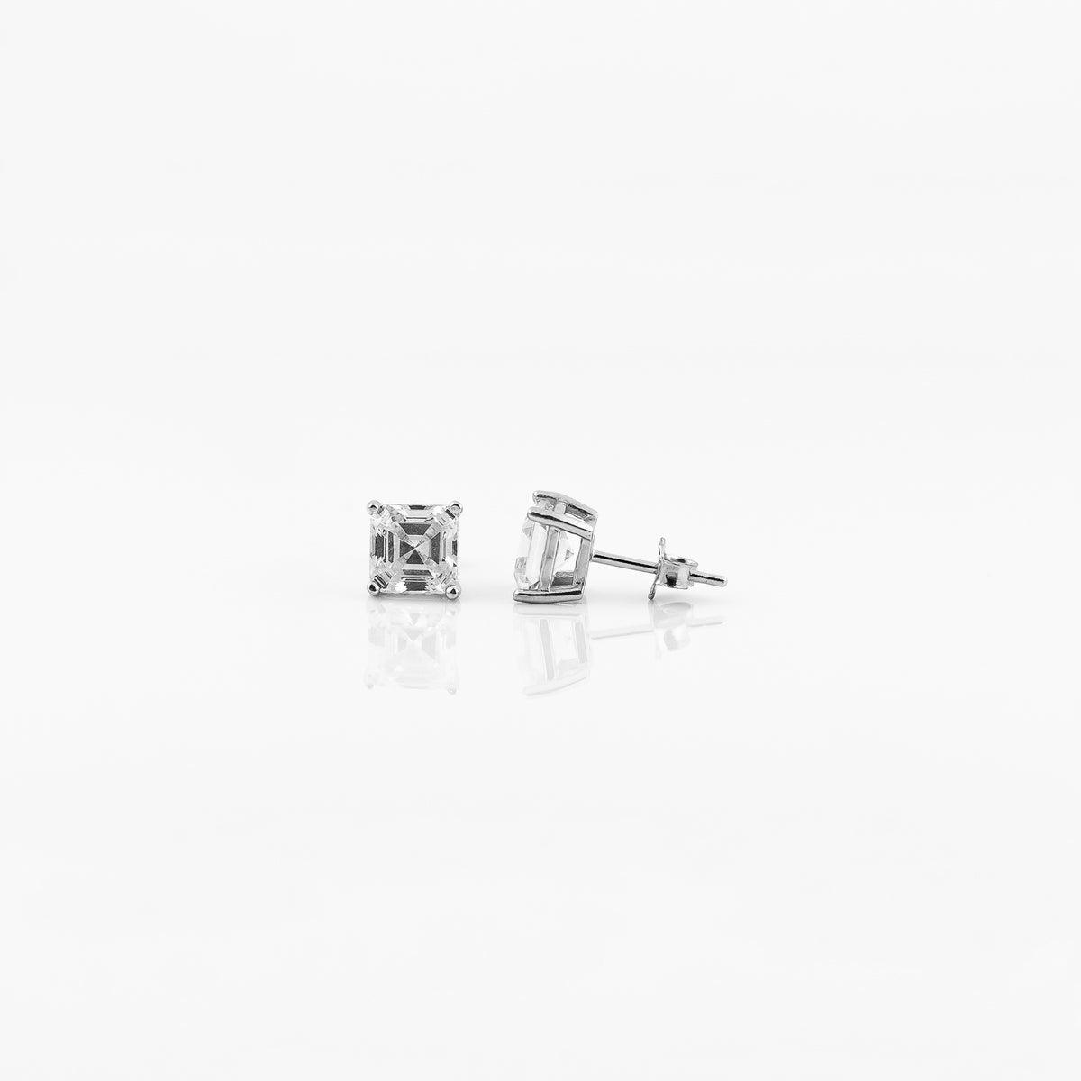 Silver Regal Square Solitaire Earrings