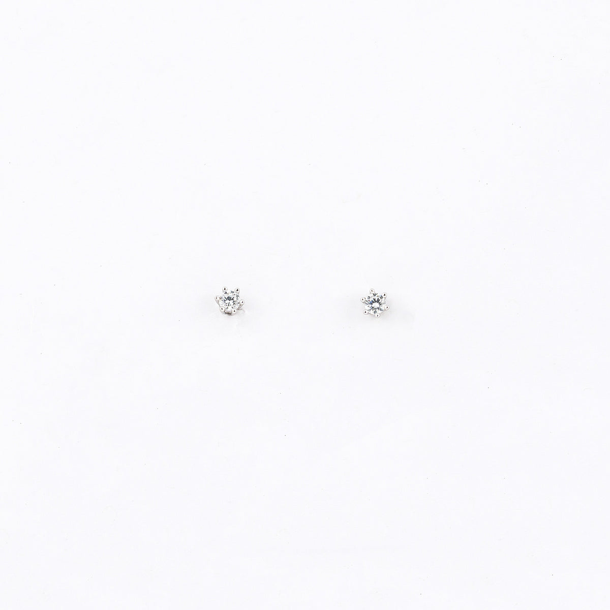 Silver Mini round Solitaire Earrings