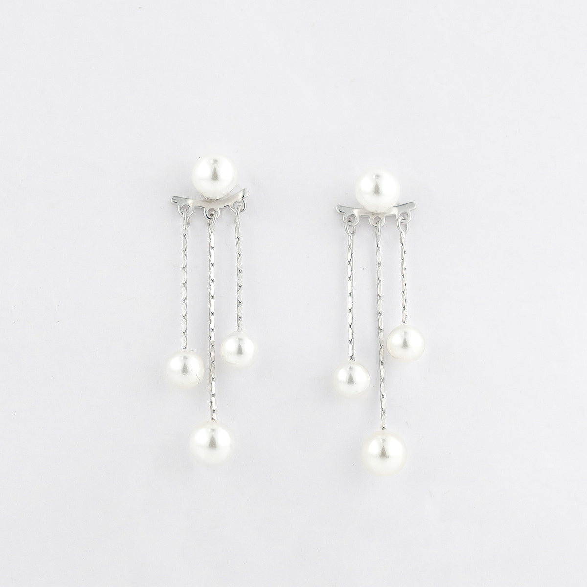 Silver Detachable Pearl Dangler Earrings