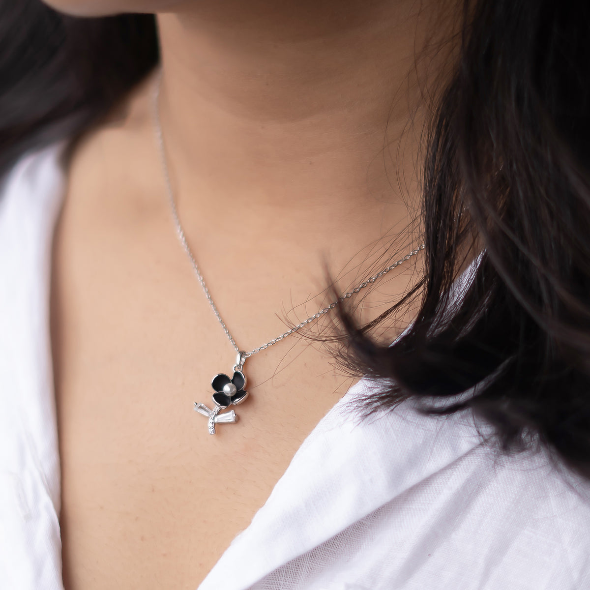 Silver Midnight Bloom Necklace