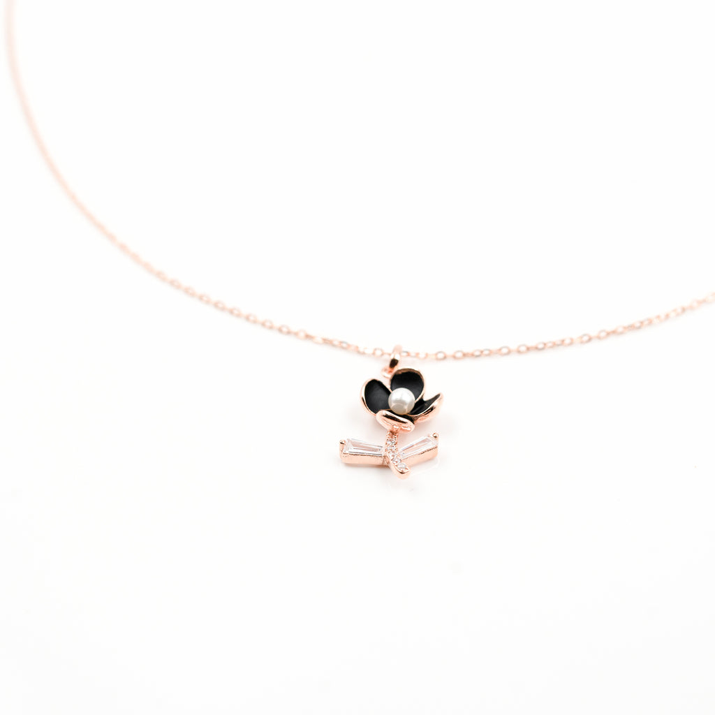 Rose Gold Midnight Bloom Necklace