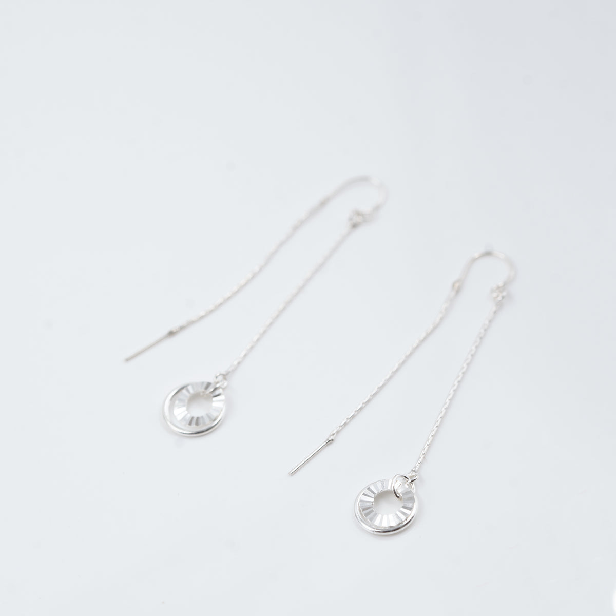 Silver Dual Charm Danglers Earrings