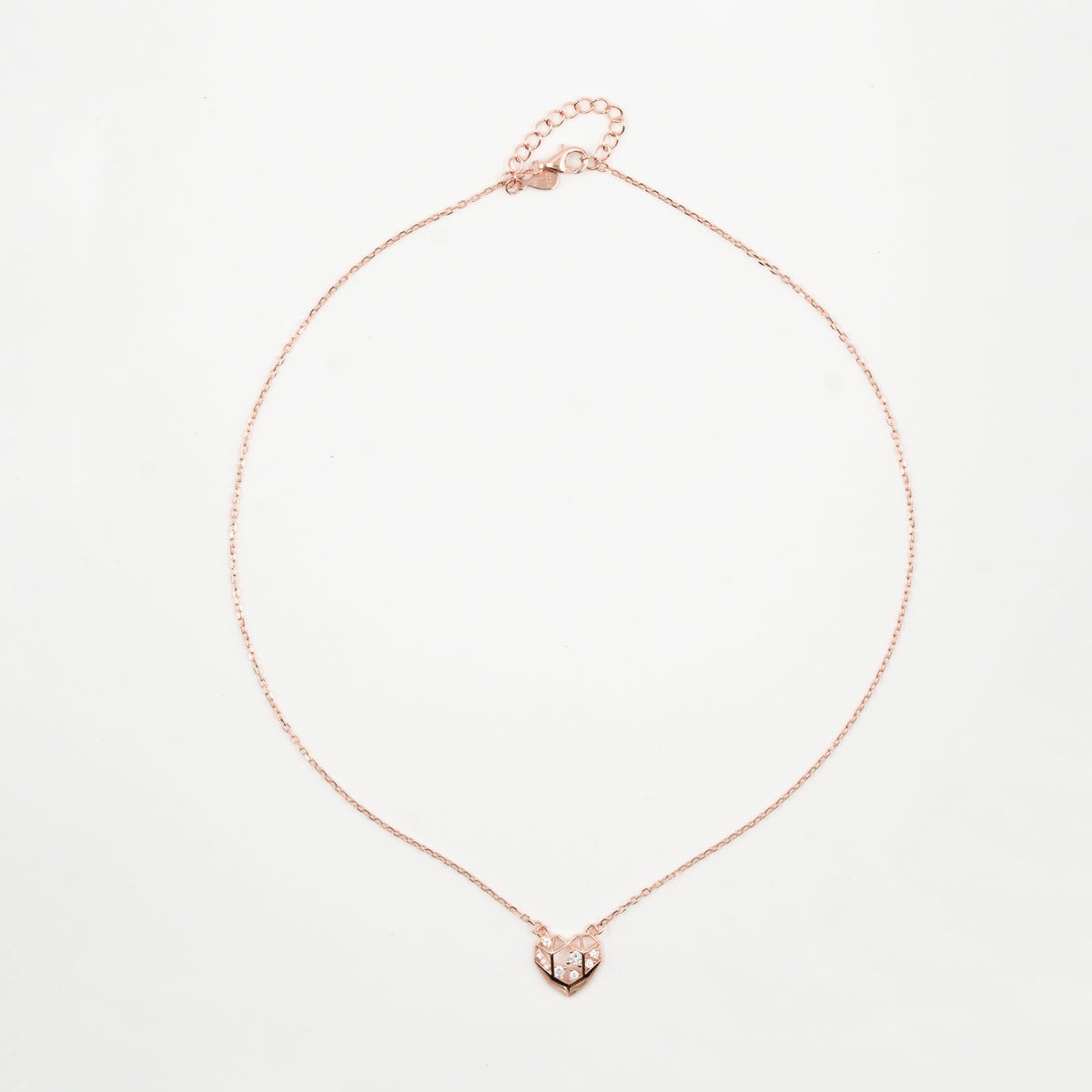 Rose Gold Diamond Mesh Heart Necklace