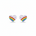 Silver Purple Enamle Heart Kids Earrings