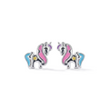Silver Pink Blue Unicorn Kids Earrings