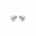 Silver Green Enamle Heart Kids Earrings