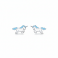 Silver Blue Unicorn Kids Earrings