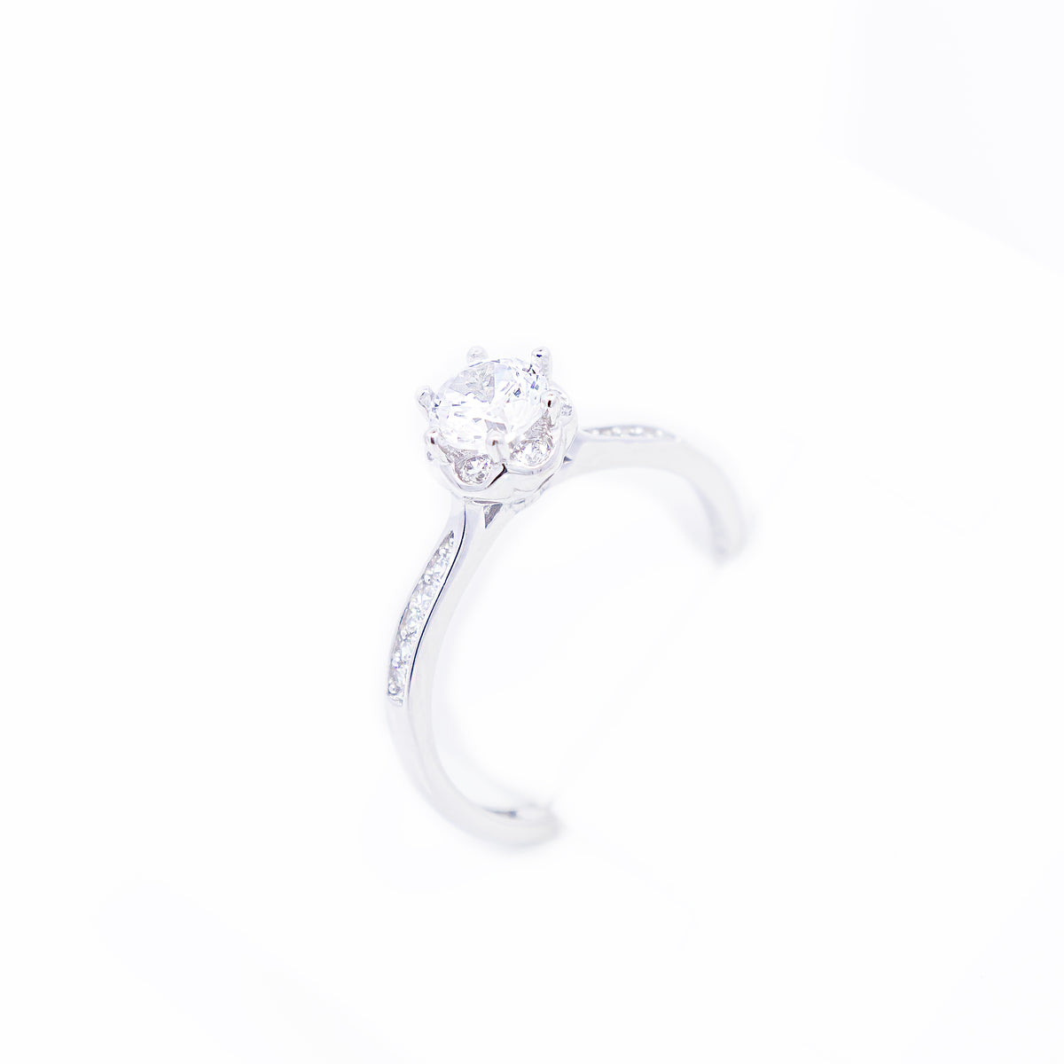 Adjustable Silver Solitaire Engagement Ring