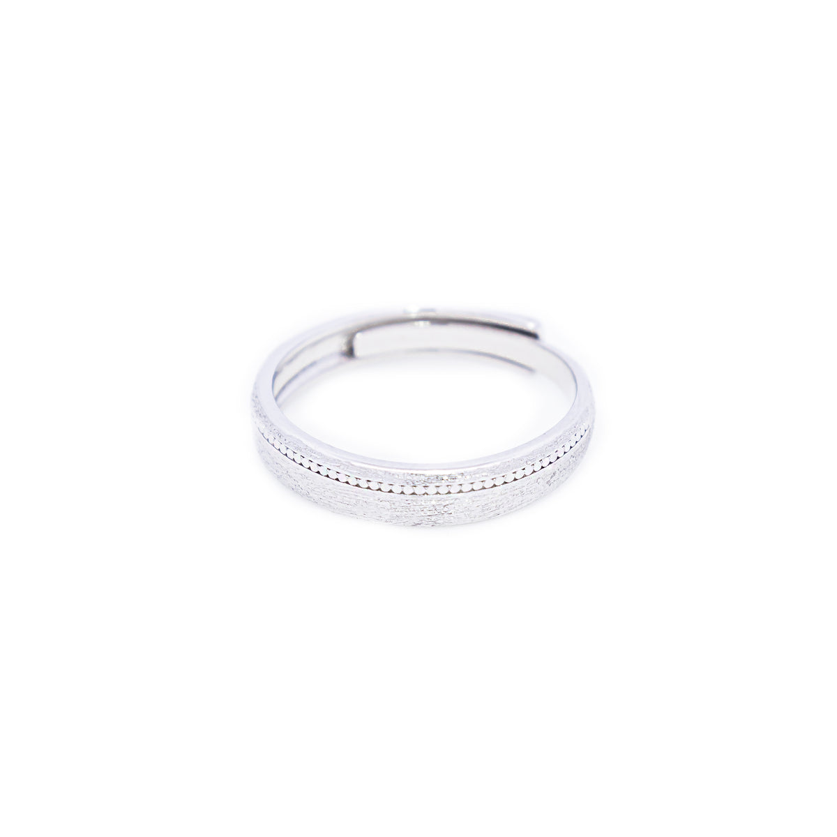 Adjustable Silver Rodium Matt Glossy Ring Band
