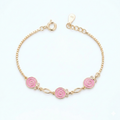 Silver Pink Enamel Kids Bracelet Gold Plated