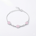 Silver Pink Enamel Kids Bracelet
