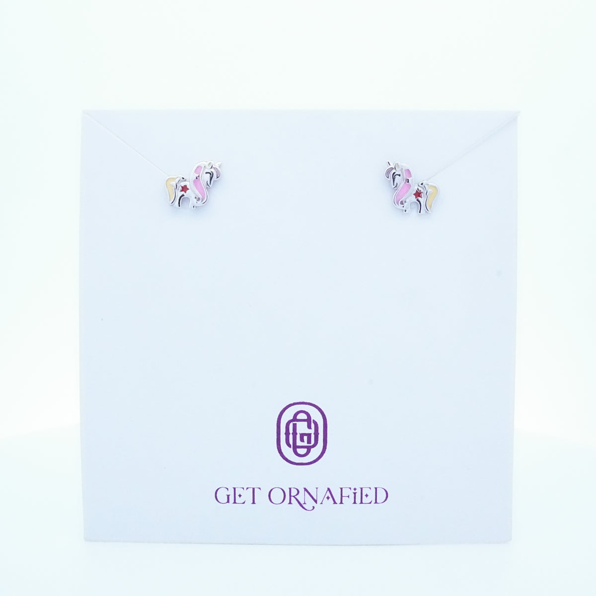 Silver Pink Yellow Unicorn Kids Earrings