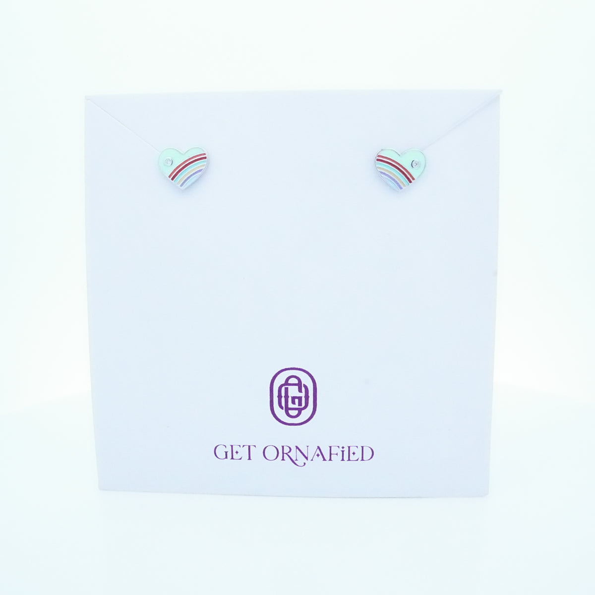 Silver Green Enamle Heart Kids Earrings