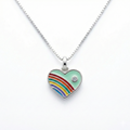 Silver Green Enamle Heart Kids Necklace