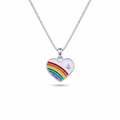 Silver Purple Enamle Heart Kids Necklace