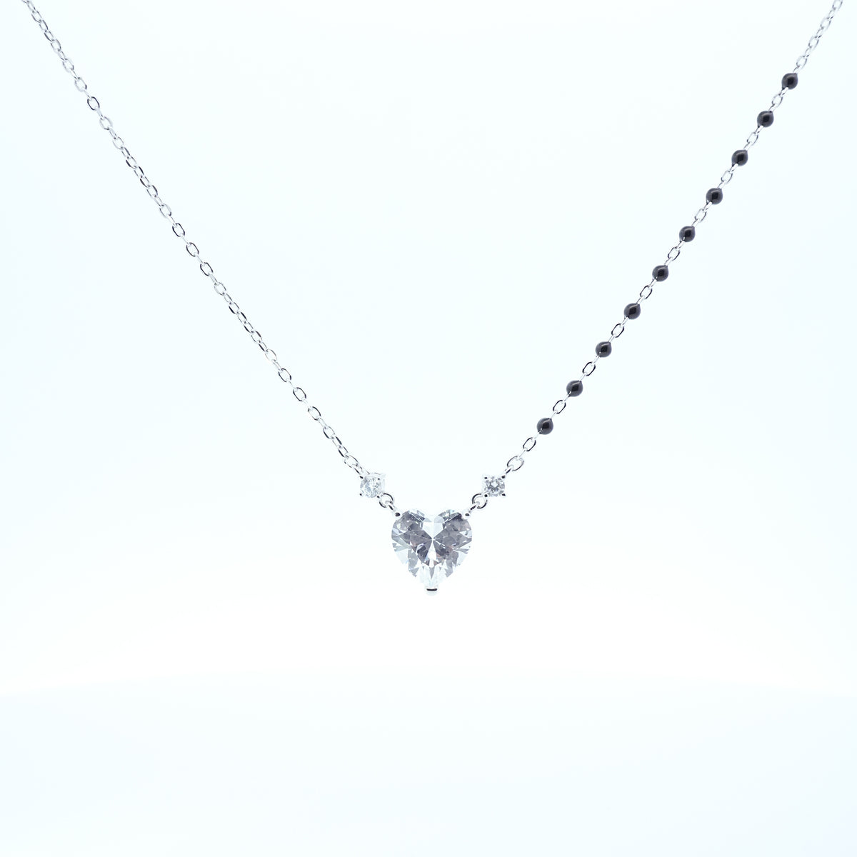 Silver 3D Heart Solitare Mangalsutra
