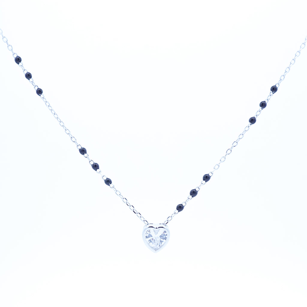 Silver Small Heart Solitaire Mangalsutra