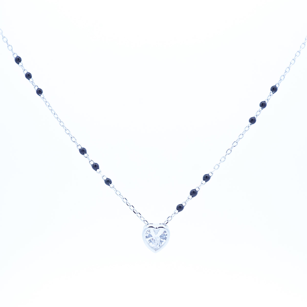 Silver Small Heart Solitaire Mangalsutra