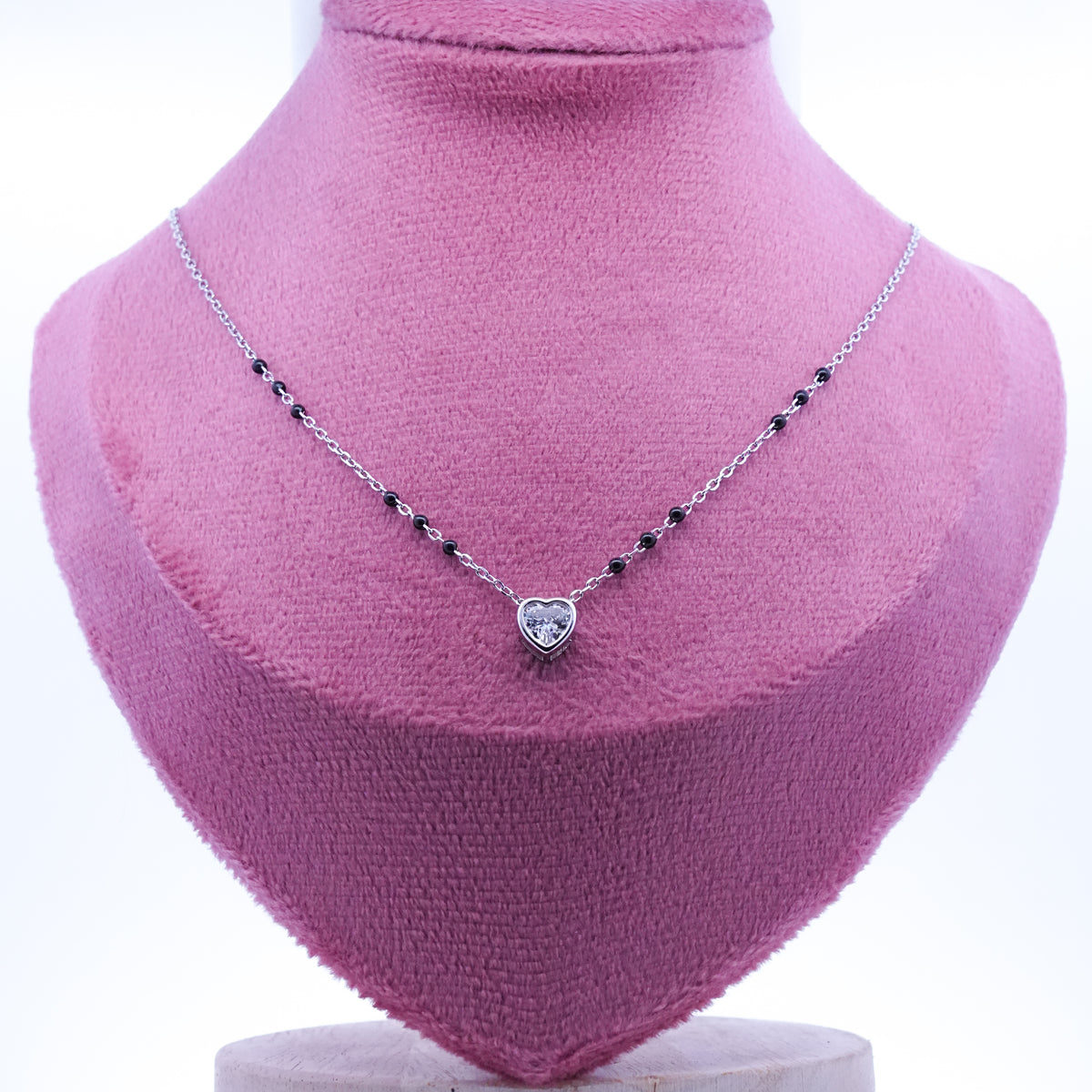 Silver Small Heart Solitaire Mangalsutra
