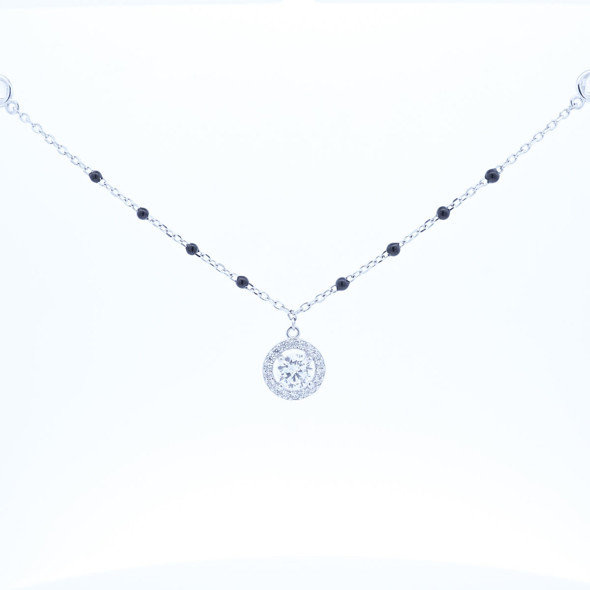 Silver wheel design Solitaire Mangalsutra