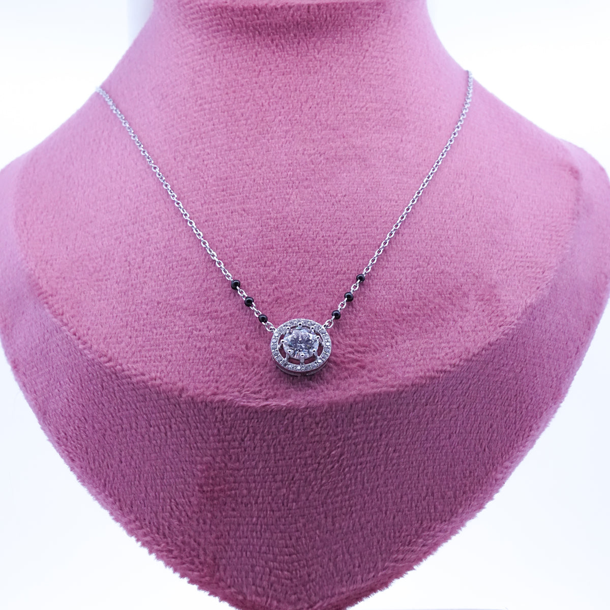 Silver wheel design Solitaire Mangalsutra