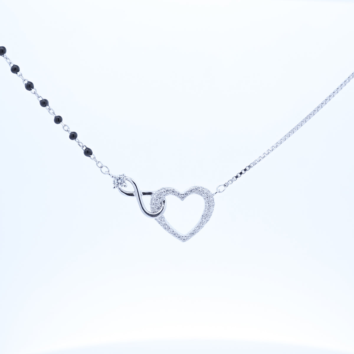 Silver heart Infinity Diamond Mangalsutra