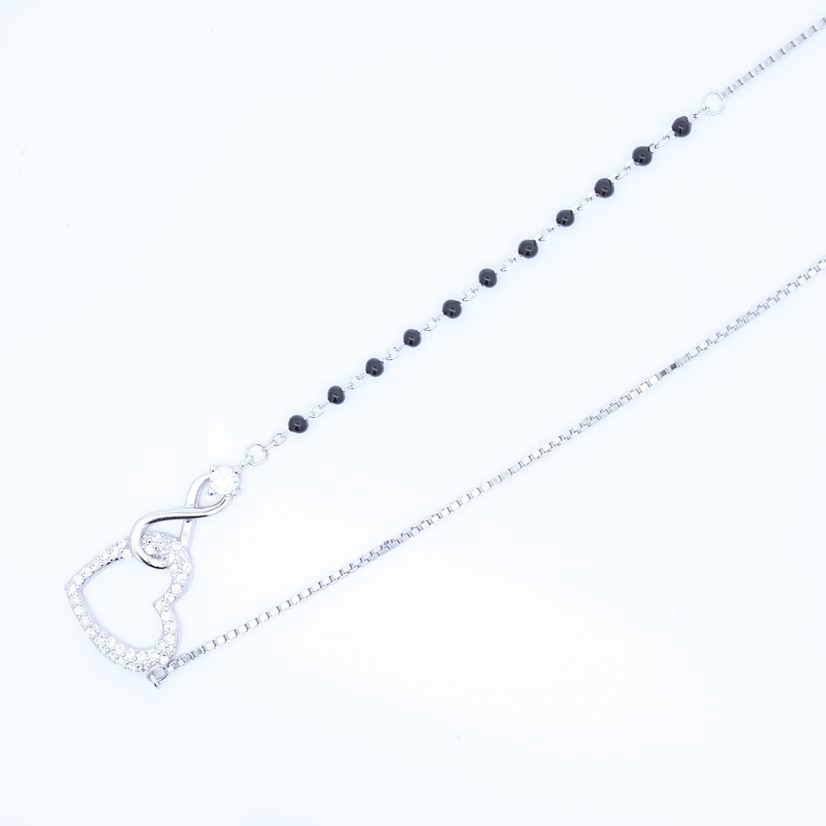 Silver heart Infinity Diamond Mangalsutra