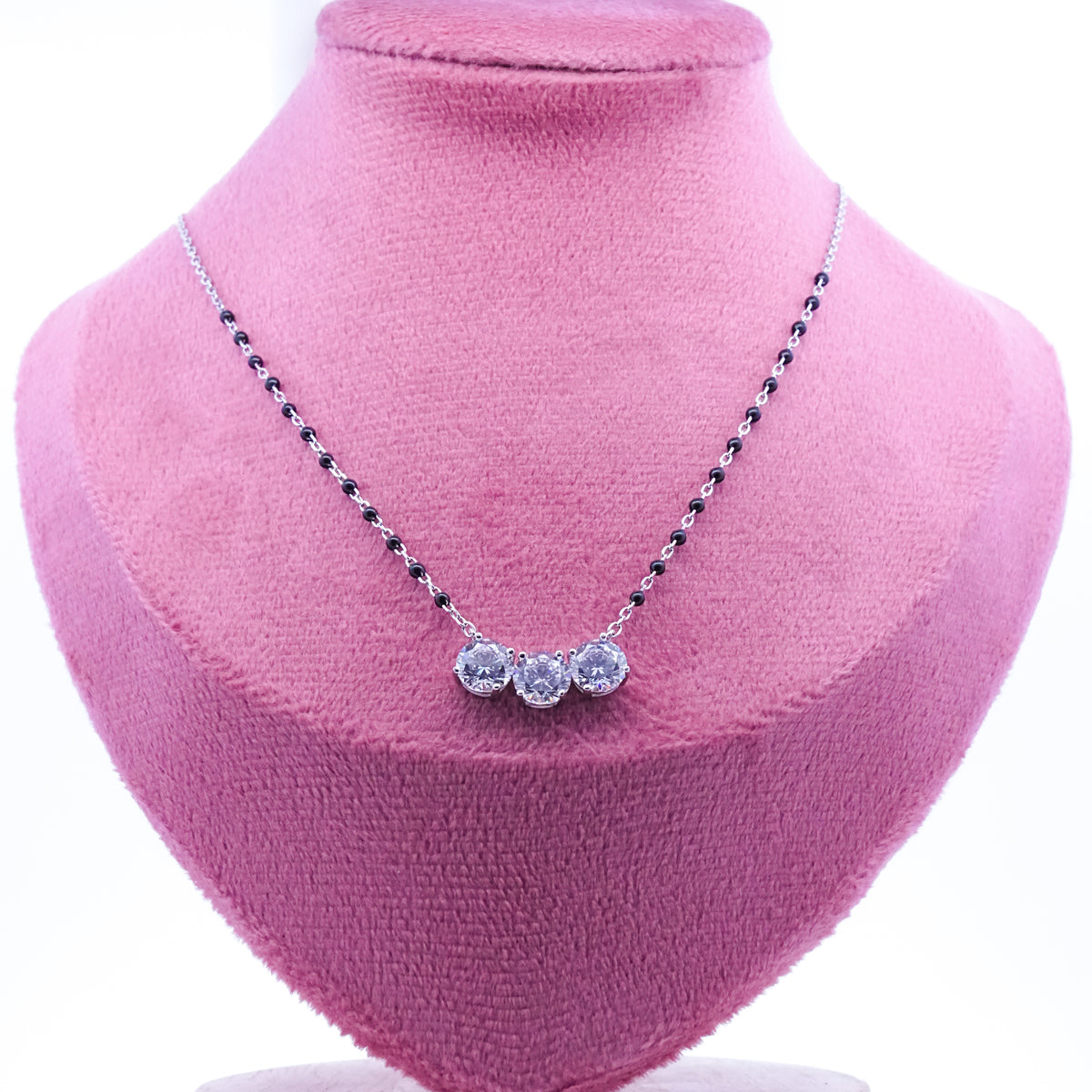 Silver Three Diamonds Mangalsutra