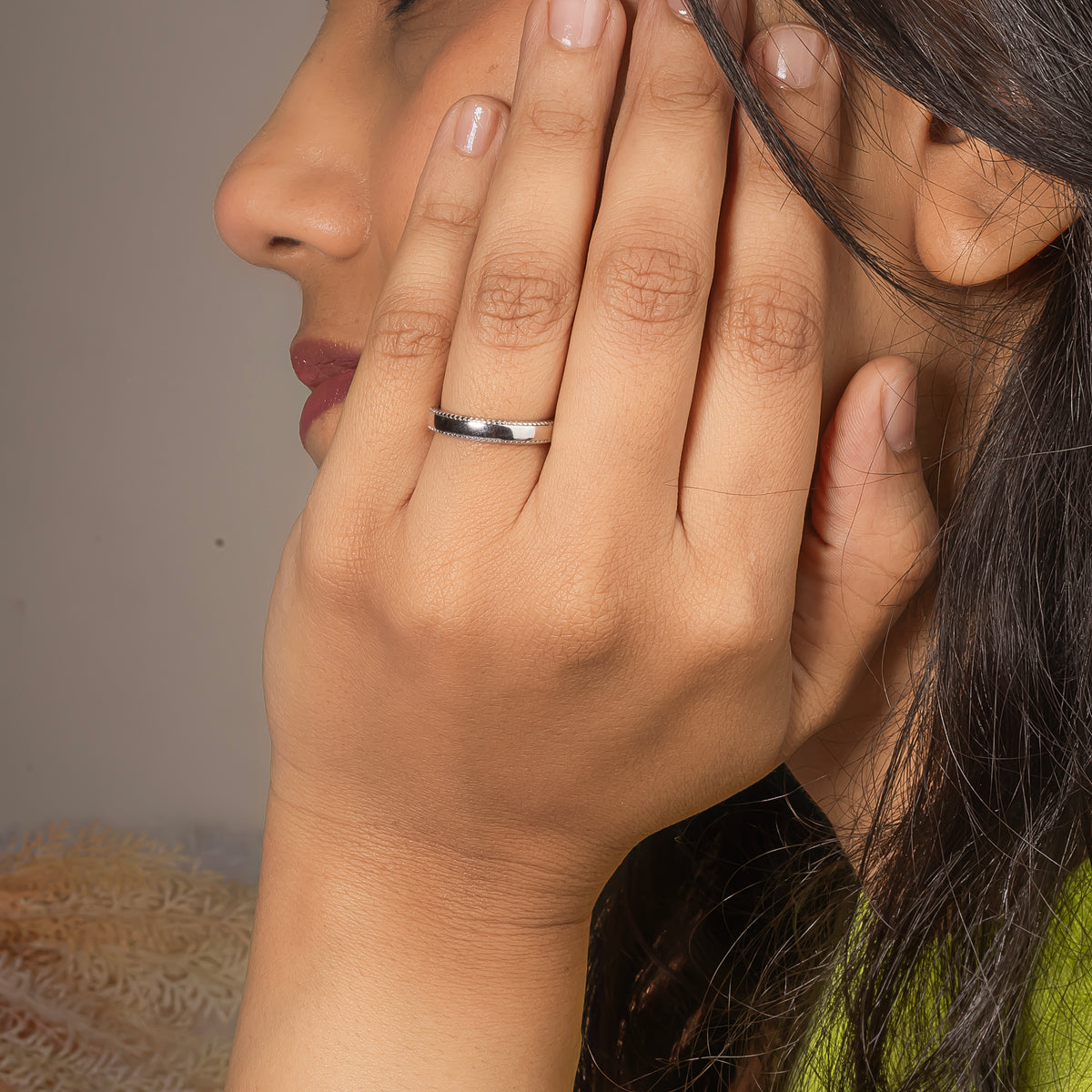 Adjustable Glossy Silver Love Band