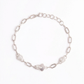 Floral Matt Silver Chained Bracelet