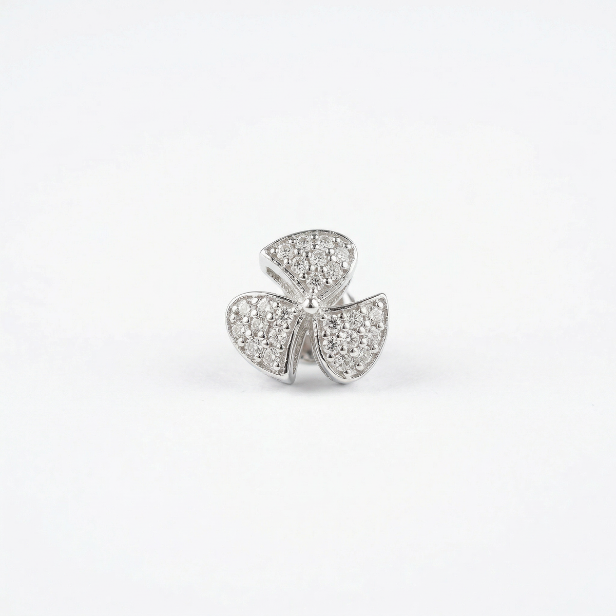 Silver delicate fan diamond studded earrings