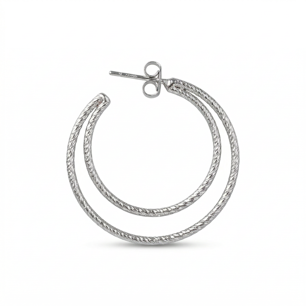 Silver italian double loops earrings