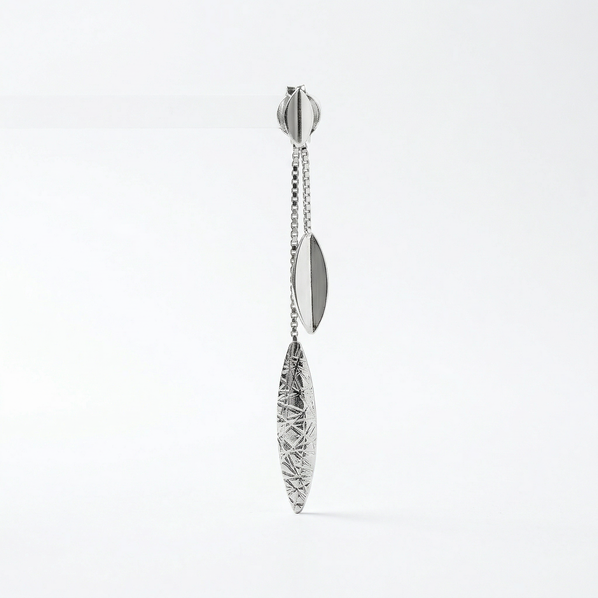 Silver italian leaf dangler earrings