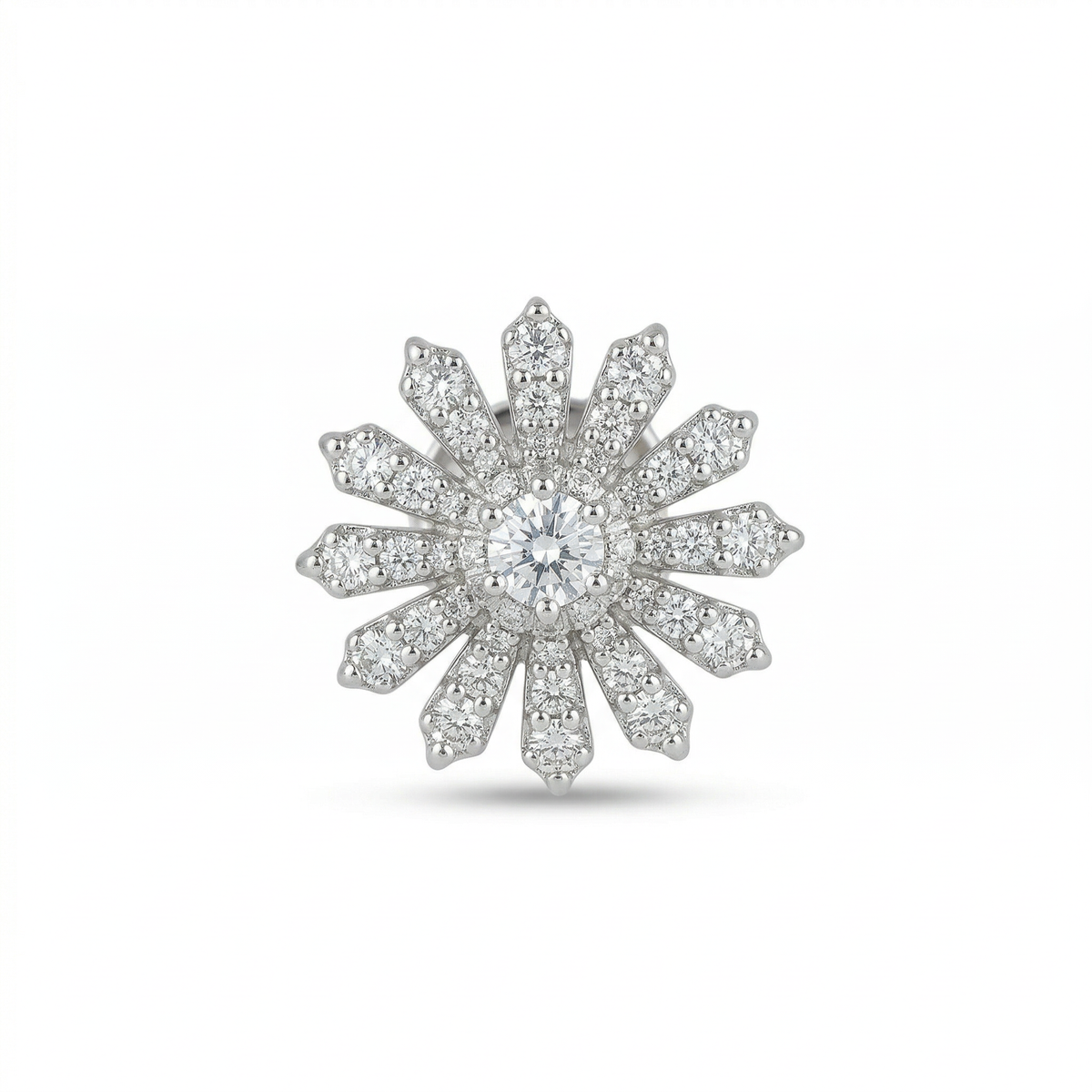 Silver flower shape round earrings