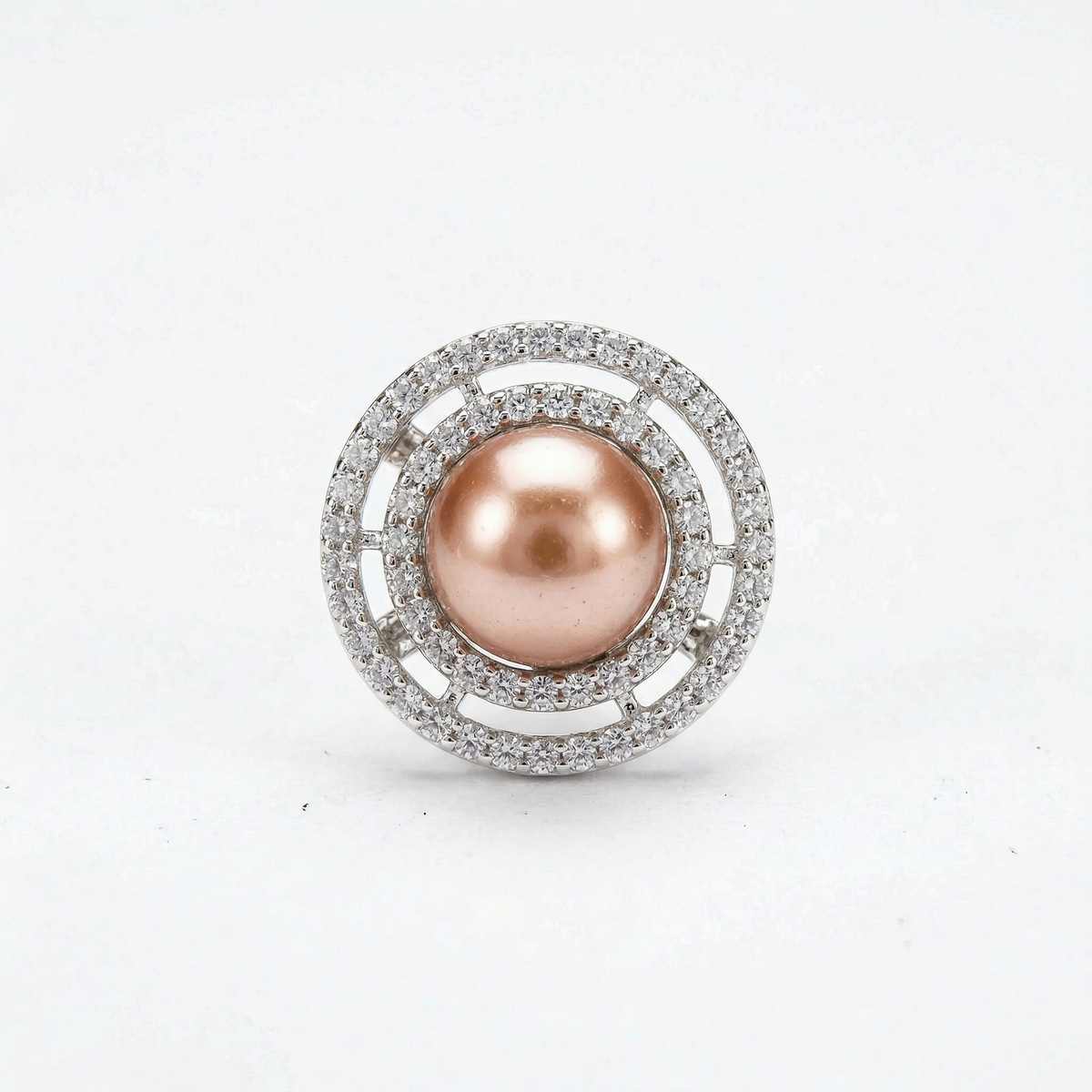 Silver brown diamond studded heavy tops earrings