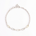 Blue White Chained Enamel Silver Bracelet