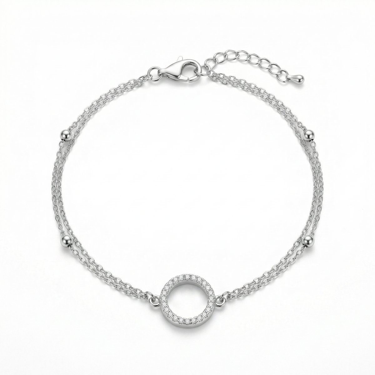 Double Layered Goodluck Silver Bracelet