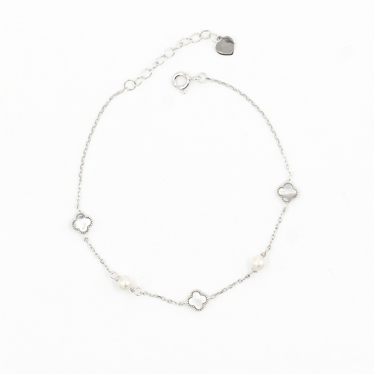 Silver  Pearlescent Enamel Bracelet