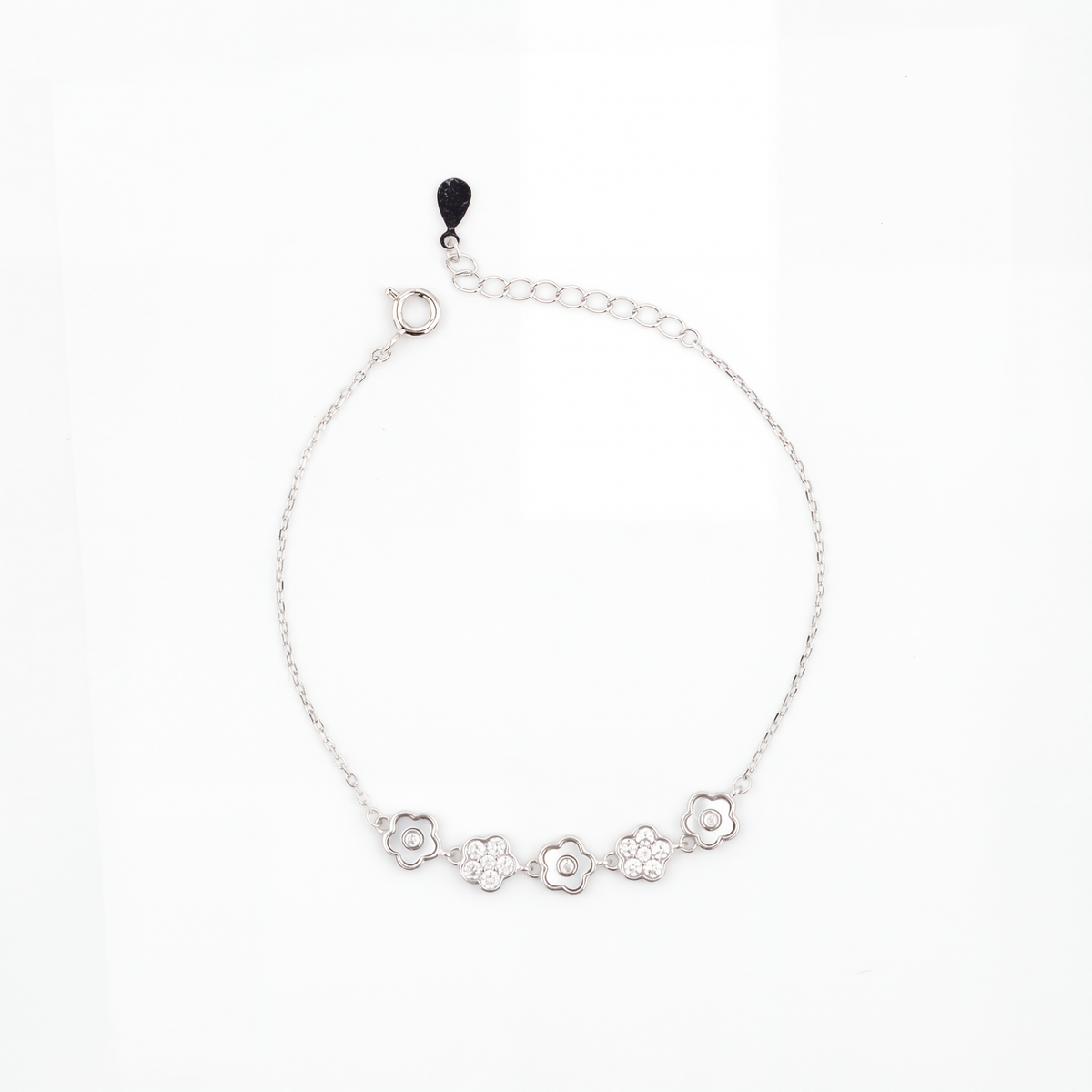 Silver Blooming Diamond Enamel Bracelet