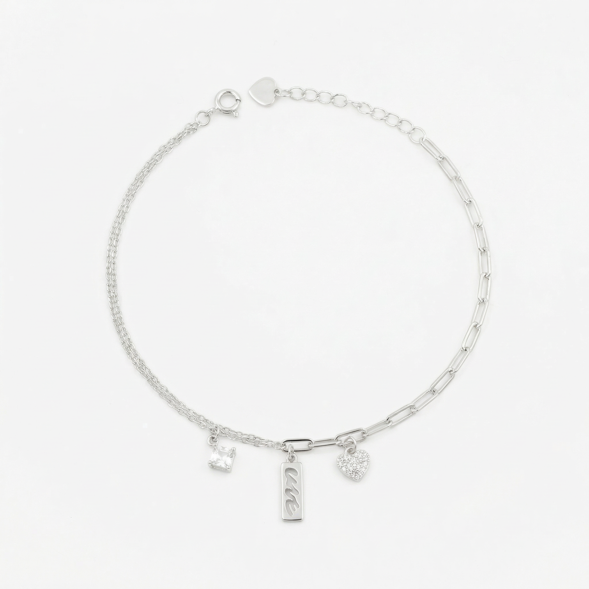 Silver Love-Inscribed Delicate Bracelet