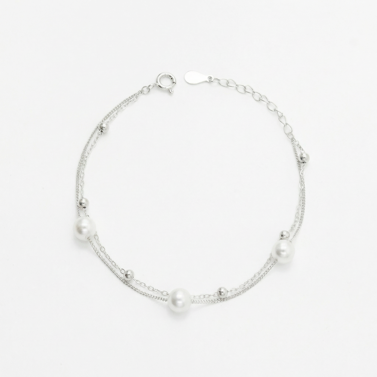 Silver Dual Delight Pearl Bracelet