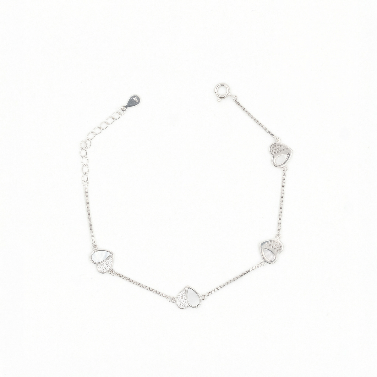 Silver Pure Heart Enamel Bracelet