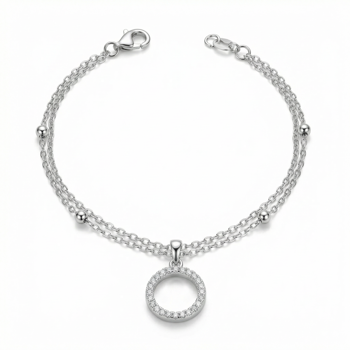 Double Layered Goodluck Silver Bracelet