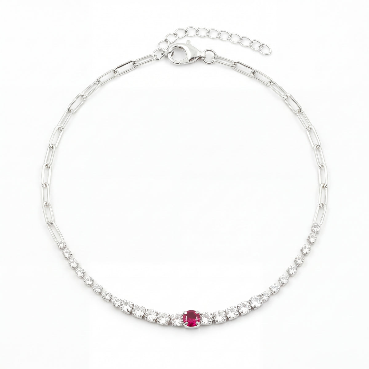 Silver Pink Petite Sparkle Tennis Bracelet
