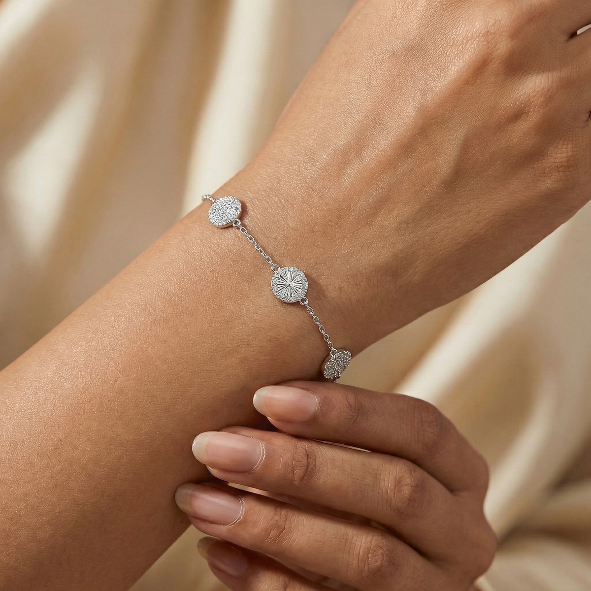 Silver Diamond Trio Delicate Bracelet