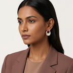 Women's Gold Crescent Hoop Earrings with Mother of Pearl